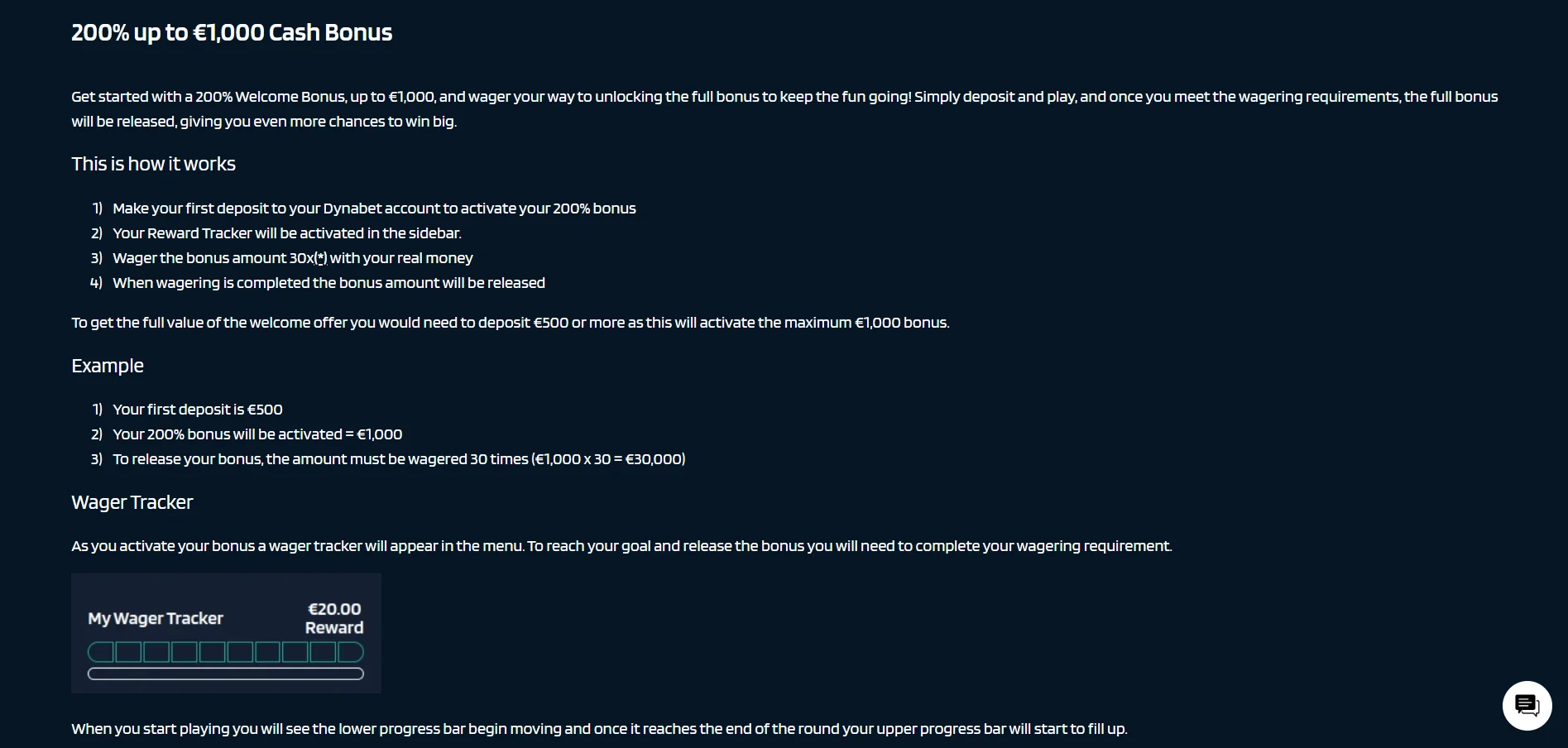 Dynabet Casino: Bonus ontvangen